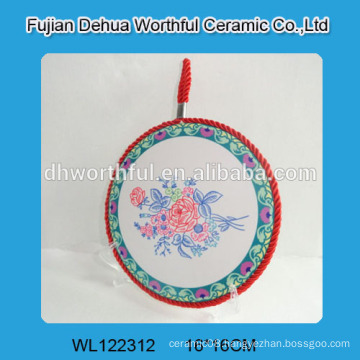 Elegant design ceramic pot holder with flower decal